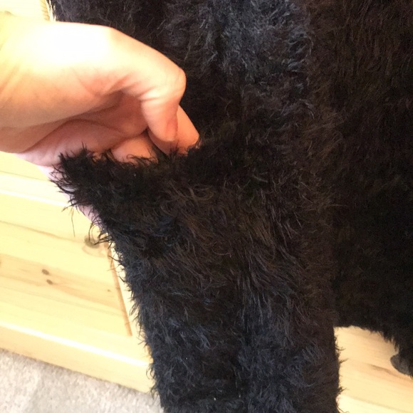 For Love and Lemons Knitz Black Eyelash Fuzzy Cardigan Size Small - Picture 3 of 7